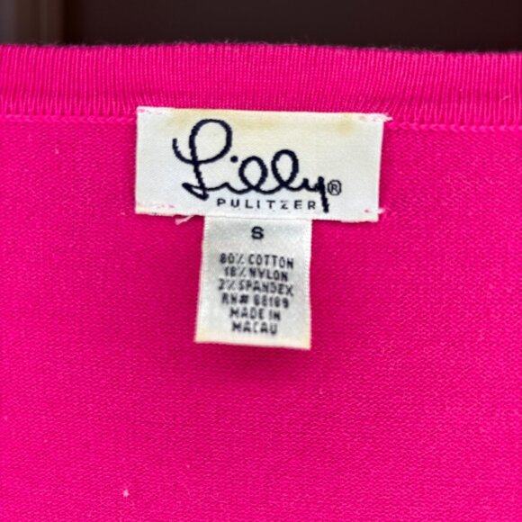 LILY PULITZER Scoop Neck Cardigan Womens S Pink Ribbon Detail Knit - Picture 6 of 6